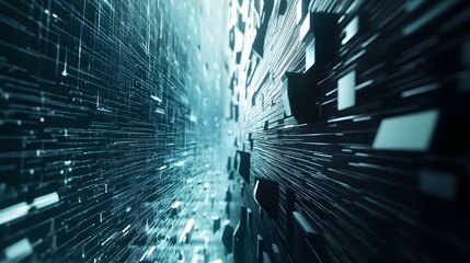 Wall Mural - abstract digital data stream corridor visualization