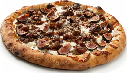 Wall Mural - A delicious gourmet pizza with fig, ricotta cheese and caramelized onions.