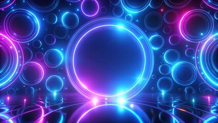 Wall Mural - Blue and purple neon circles abstract futuristic motion background, neon, circles, abstract, futuristic, motion, background