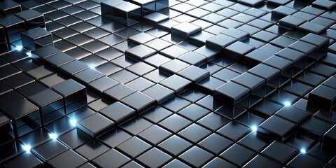 Wall Mural - Abstract background of black squares and light reflections, abstract, background, black, squares, light, reflections, texture