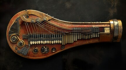 Wall Mural - Steampunk Stringed Musical Instrument: A Fantasy Design