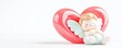 © ALLAI - 3D glossy ceramic cupid resting on heart, promoting calm and love concept