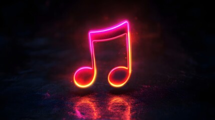 Wall Mural - glowing neon music note digital art