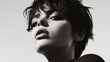 © Pure Imagination - Close-up portrait of a woman with short hair, black and white photography