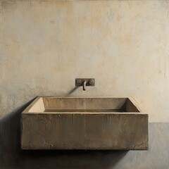 Canvas Print - Modern Stone Sink Minimalist Bathroom Interior Design