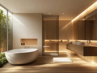 Wall Mural - Modern Minimalist Bathroom Design with Freestanding Tub