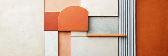 Aufkleber - Abstract geometric wall art in warm tones and textures