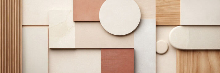 Fototapete - Textured abstract composition featuring geometric shapes and neutral colors