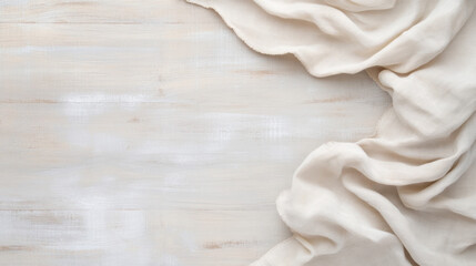Fototapete - Soft fabric draped on light wooden surface, creating serene atmosphere