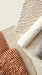 Fototapete - Textured fabric samples in warm tones and neutral colors