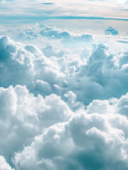 Aufkleber - Fluffy white clouds fill sky, creating serene and tranquil atmosphere