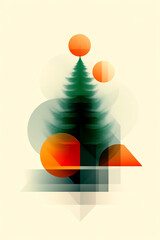 Wall Mural - a tree with three oranges on top of it