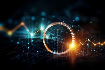 Wall Mural - abstract glowing circle and connected lines in a dark futuristic environment. ai generative. .