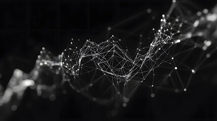 Wall Mural - abstract white network lines and points on black background
