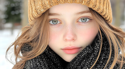 Wall Mural - young russian looking girl obsecced with the camera and looking deep into camera