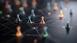 © Phirakhup - Network of glowing game pieces in blue, green, and orange colors, creating vibrant digital landscape filled with connections and strategy