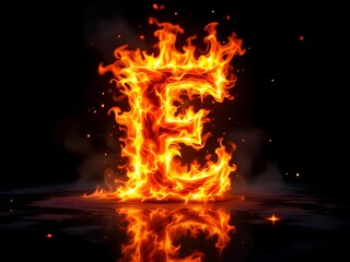 Wall Mural - Fiery Letter E: A Dramatic Inferno Art Design