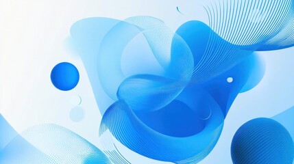 Wall Mural - customizable abstract shapes in a blue technology theme.
