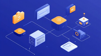 Wall Mural - Integrated Data System: A Visual Representation of Seamless Data Flow and Interconnectivity