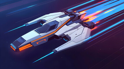 Wall Mural - futuristic spaceship speeding through nebula, cosmic background, game asset