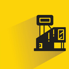 Wall Mural - modern style building icon with shadow on yellow background