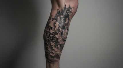 Wall Mural - Koi Fish Tattoo on Leg: Japanese Ink Art