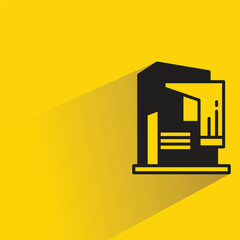 Wall Mural - house building icon with shadow on yellow background