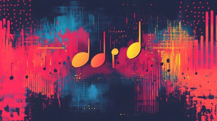 Wall Mural - abstract music notes grunge art colorful design
