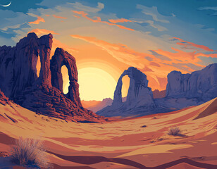 Wall Mural - Desert Sunset Arches