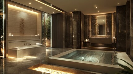 Poster - Modern Bathroom with Luxurious Bathtub and Shower