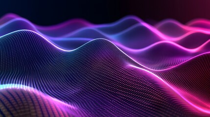 Wall Mural - abstract purple and blue digital wave landscape
