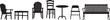 © Masud - Black chair silhouettes group. Chair, table, bench Seating icons set Vector illustration