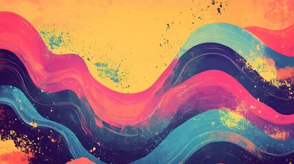 Wall Mural - abstract colorful waves paint swirls design