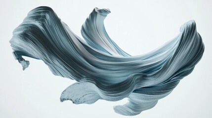 Wall Mural - A futuristic D gradient brushstroke in metallic tones of silver and teal, twisting mid-space.