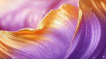 Wall Mural - A radiant D brushstroke in bright gradients of gold and purple, shining brilliantly.