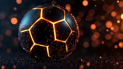 Wall Mural - Futuristic Soccer Ball with Glowing Particles on Dark Background