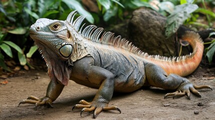 Sticker - A Close-Up View of a Green Iguana