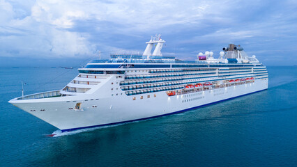 Wall Mural - cruise ship, cruise liners beautiful white cruise ship above luxury cruise in the ocean sea concept 