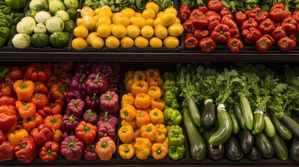 Poster - Vibrant Produce Display at a Grocery Store