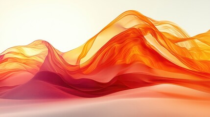Wall Mural - Abstract Flowing Landscape in Vivid Orange and Red Hues