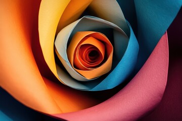 Poster - Abstract Colorful Paper Rose Swirls Design