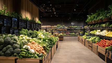 Poster - Fresh Produce Aisle in Modern Grocery Store