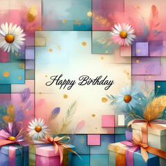 Wall Mural - The image is a birthday greeting card with the words 