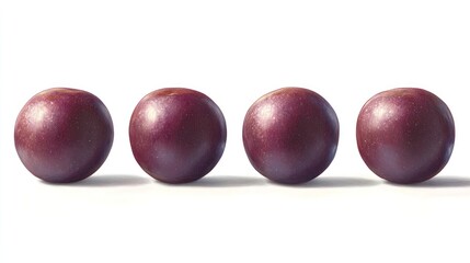 Sticker - Four ripe red grapes in a row on a white background