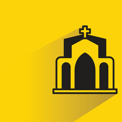 Poster - church with shadow on yellow background