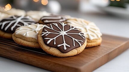 Wall Mural - a wooden tray with cookies decorated with frosting