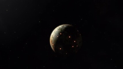 Wall Mural - Medium Establishing Shot of the Volcanic Moon Io