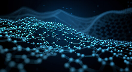 abstract tech background with lines and holographic elements . Generative AI