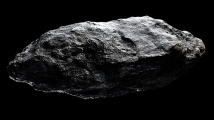 Wall Mural - realistic depiction of a giant meteor against a black background showcasing its textured surface and