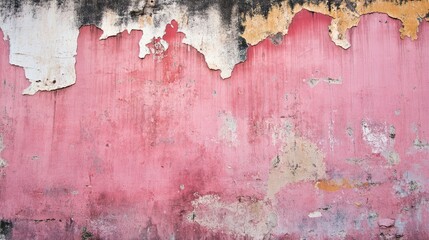 Wall Mural - Abstract pink grunge wall texture with peeling paint and weathered surface for an artistic background or design project